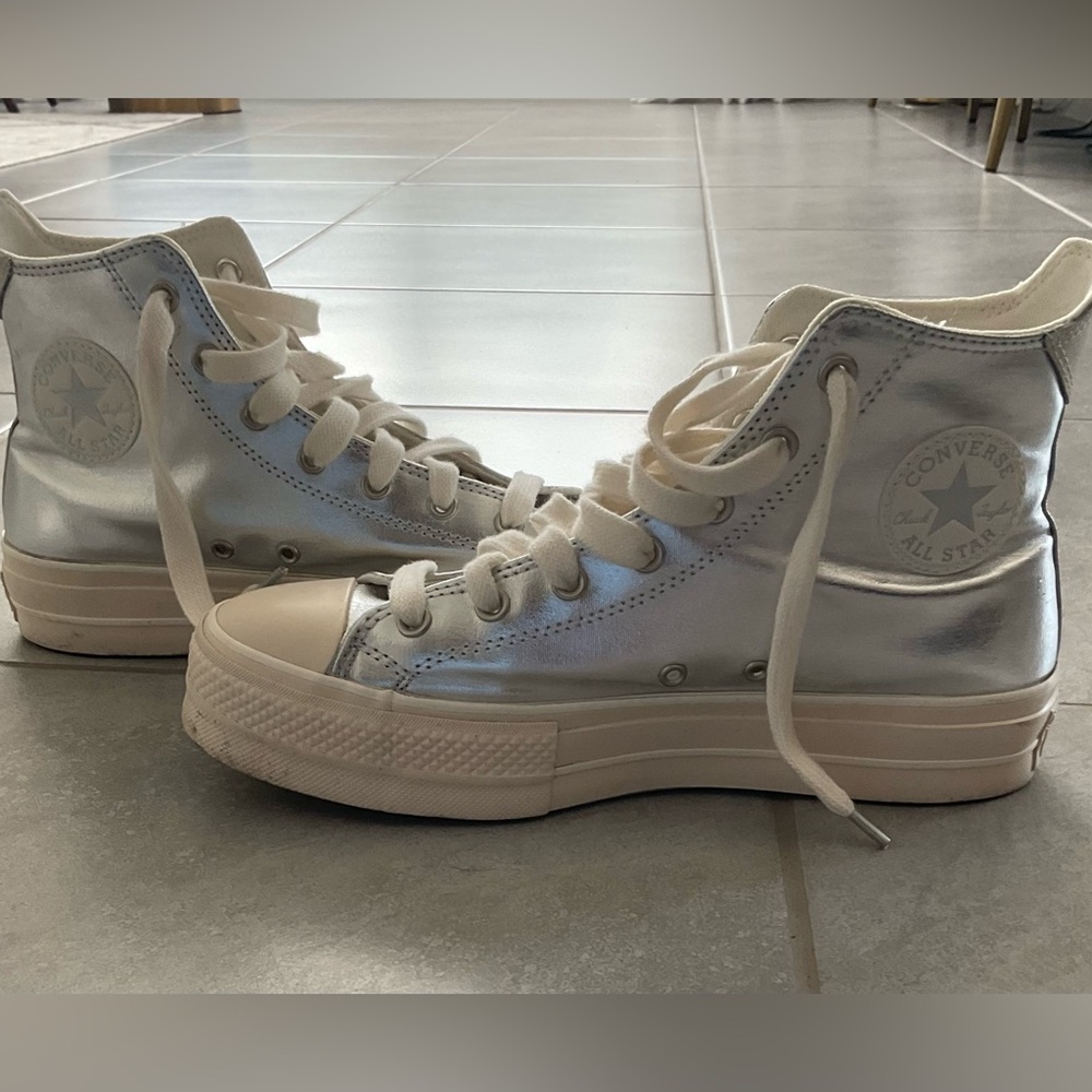 Converse Women's Metallic Silver High-Tops